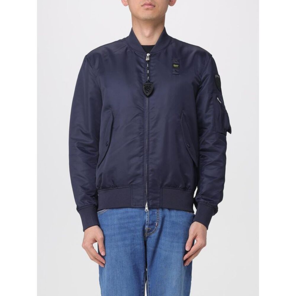 Blauer Men Nylon Bomber Jacket With Blauer Logo